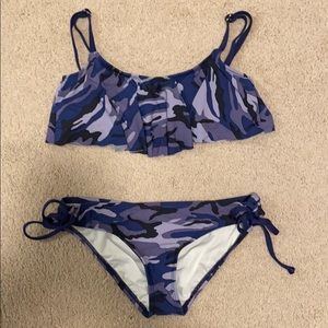 Camp Print Tank Bikini Top with Hipster Bottoms